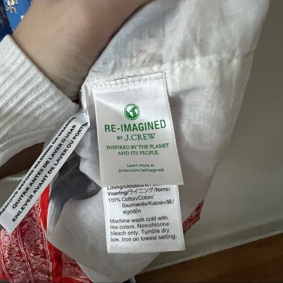 J. Crew V-Neck Cover-Up Dress in Red & Blue Classic Block Print - Picture 9 of 11